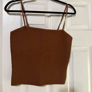 Babaton Brown Ribbed Camisole
